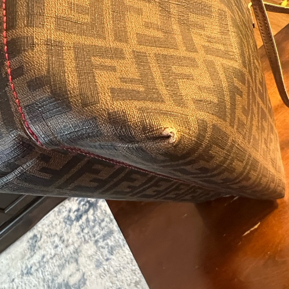 Authentic Fendi Brown/Black Zucca Logo Canvas Tote - Picture 15 of 16
